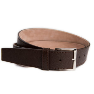 dark brown grained leather belt