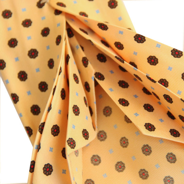 7-fold tie yellow with motif