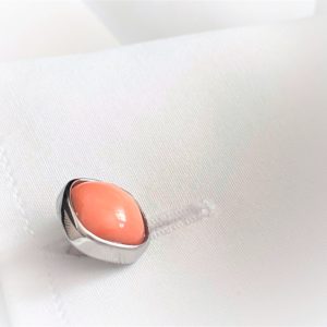 pink coral silver cufflinks