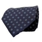 3-fold navy with sky blue and white motif tie