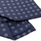 3-fold navy with sky blue and white motif tie