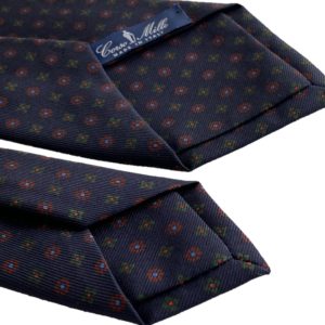 3-fold navy with burgundy and green tie
