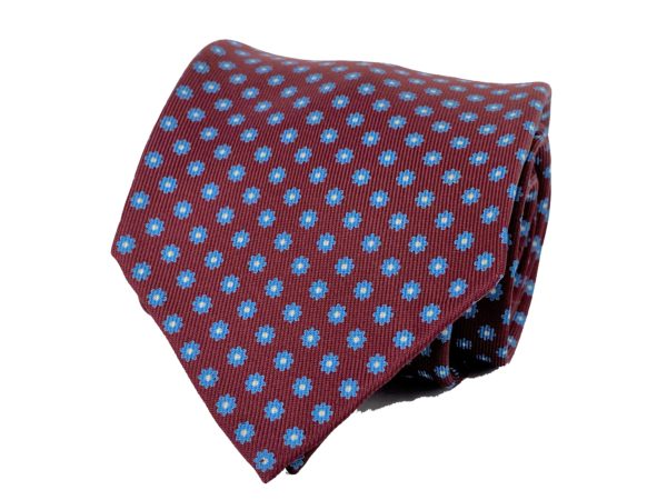 7-fold tie burgungy with floral motif