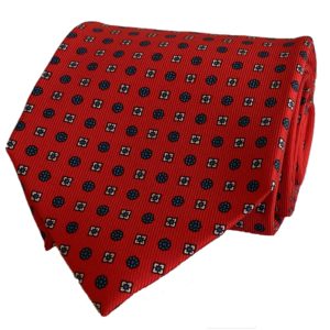 3-fold coral red with flower tie
