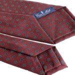 3-fold burgundy with sky blue and white motif tie