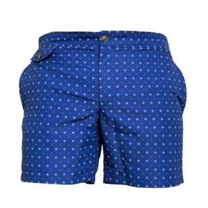 blue micro floral motif swim short