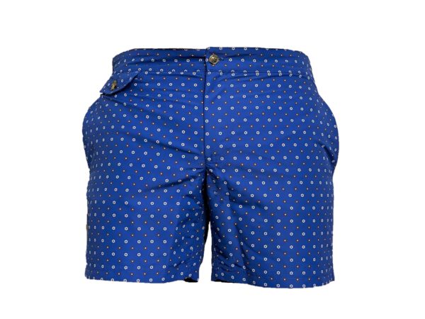 blue micro floral motif swim short