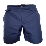 navy swim short with adjustable side-fasteners
