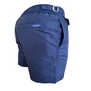 navy swim short with adj side fasteners