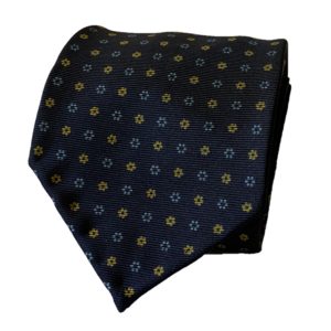 5-fold navy with micro floral motif tie