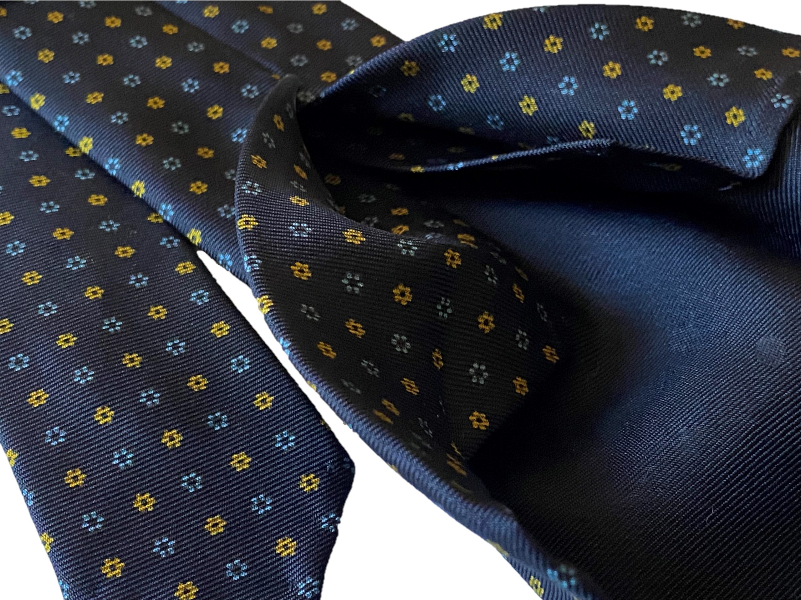 5-fold navy with micro floral motif tie