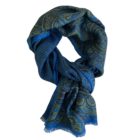 blue scarf with green motif