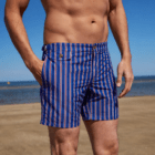 blue heritage red & white pinstripe swim shorts