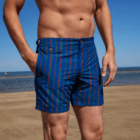 blue heritage green burgundy pinstripe swim shorts 2