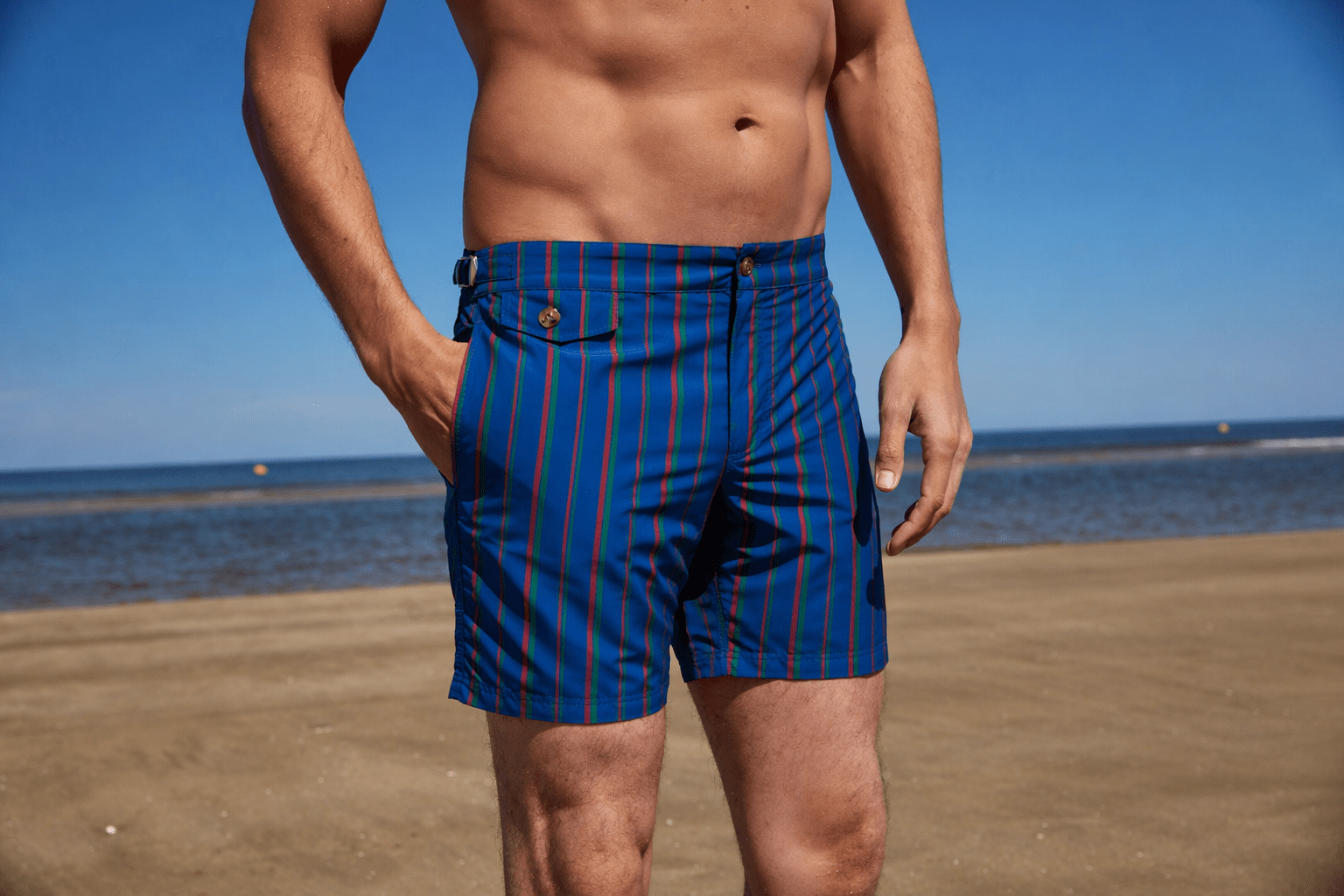 blue heritage green burgundy pinstripe swim shorts 2