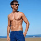 blue tobacco pinstripe swim shorts 2